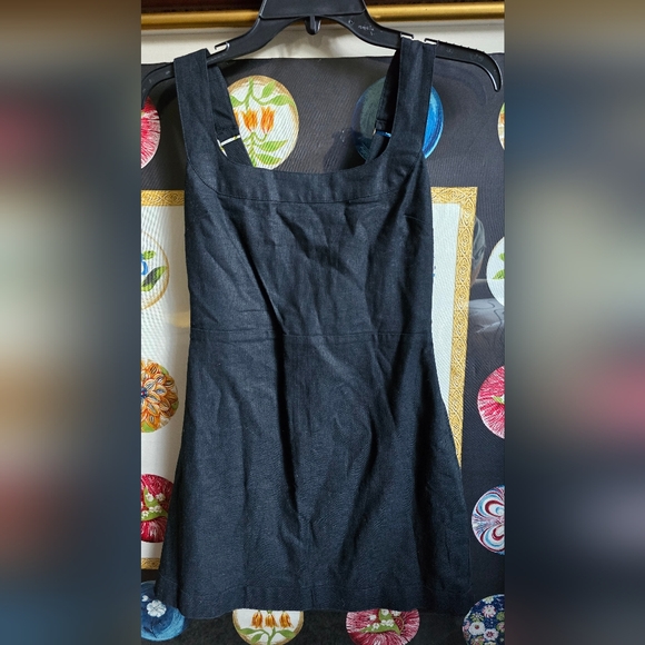 Abercrombie & Fitch Linen-Blend Wide Strap Mini Dress - Black - XSmall - Picture 4 of 7